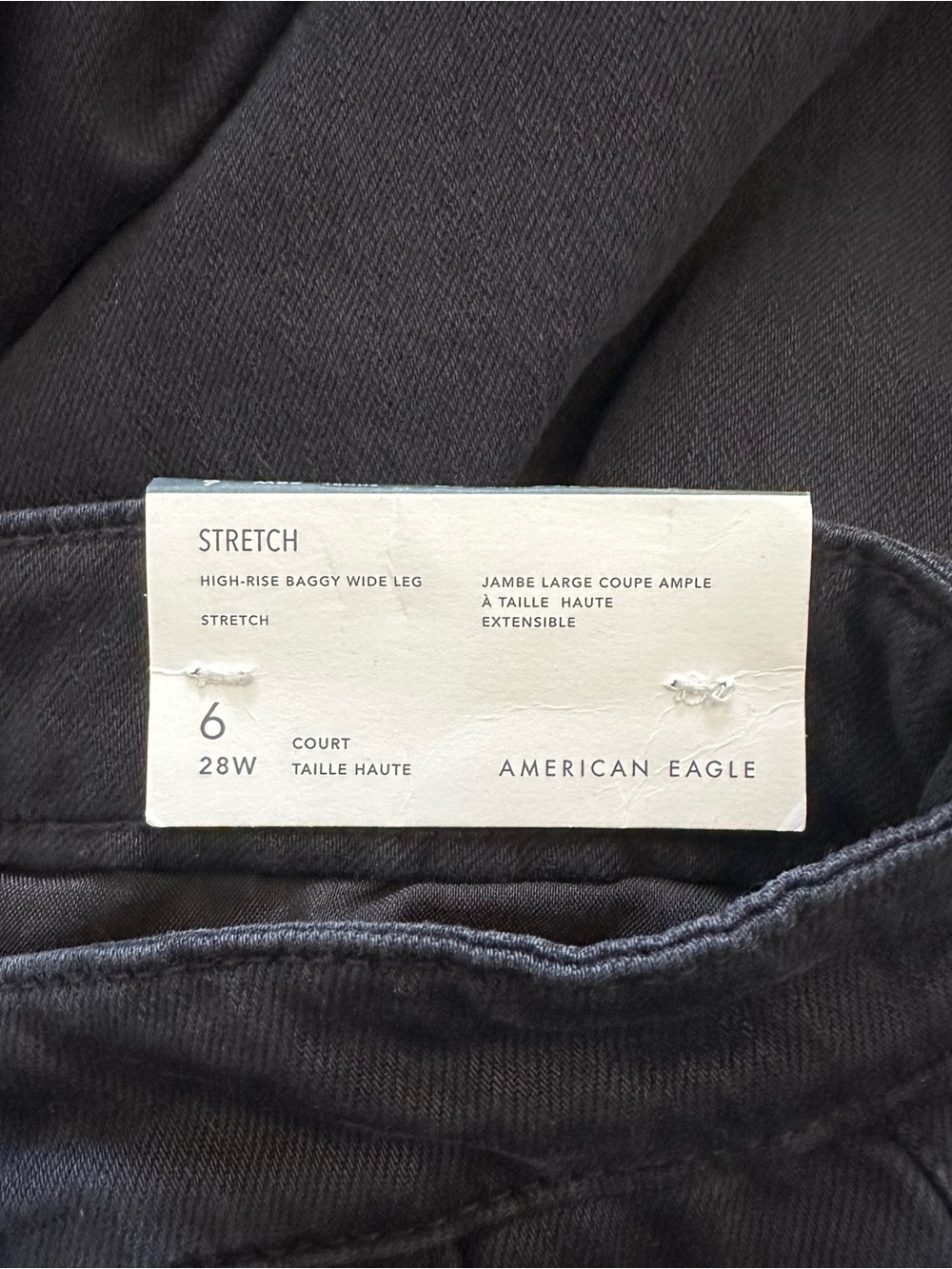 NWT American Eagle High Rise Baggy Wide Leg Cargo Jeans Stretch Black 6 Short - Picture 8 of 9